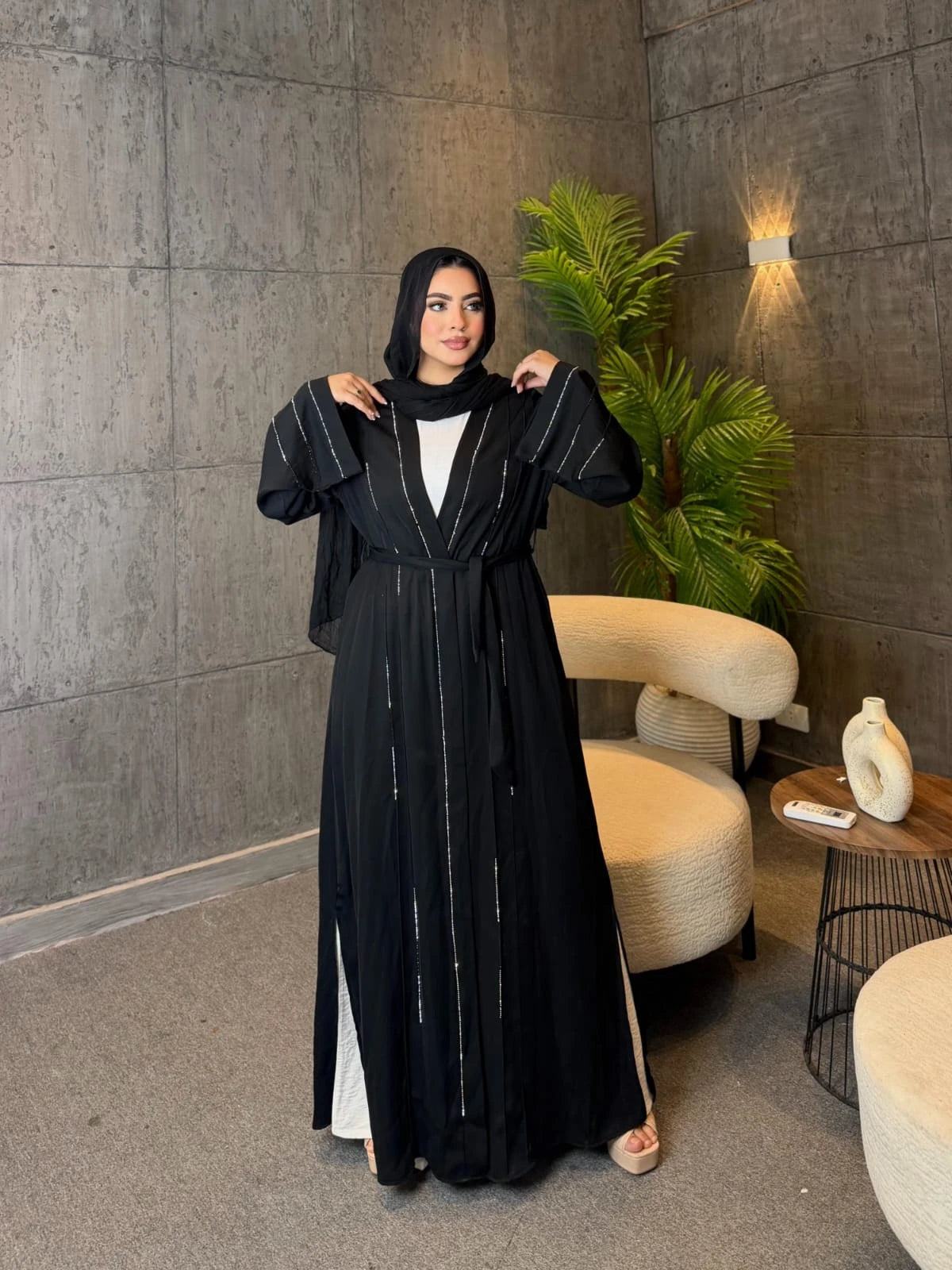 Silk open abaya