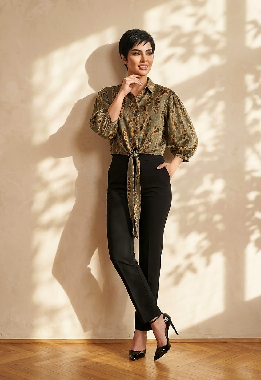 Elegant short satin blouse