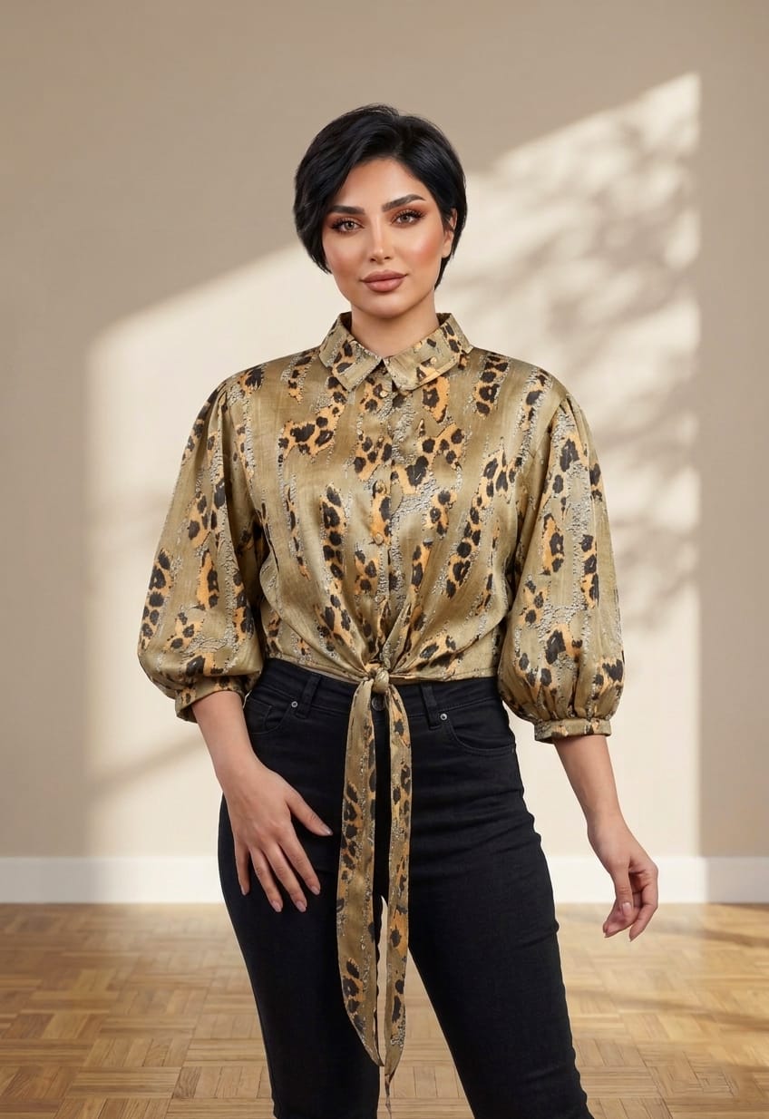Elegant short satin blouse