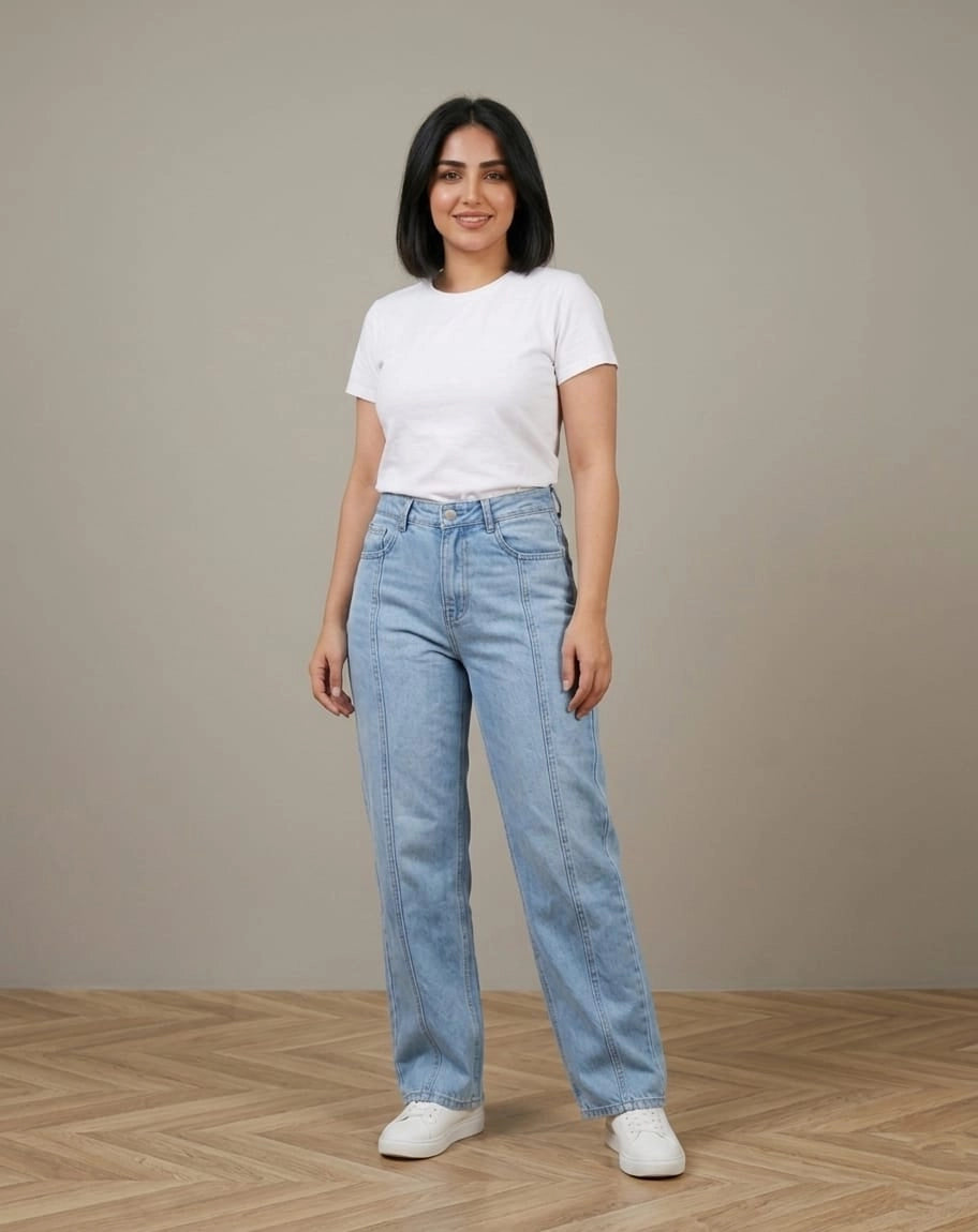 Ice Blue Wide Leg Denim