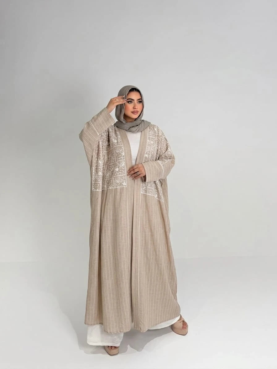 Embroidered long cardigan