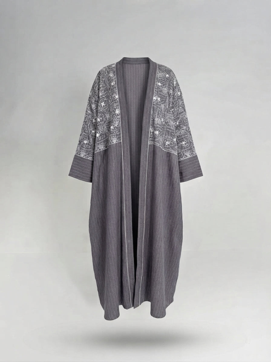 Embroidered long cardigan
