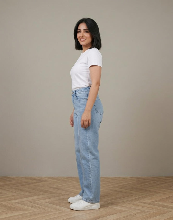 Ice Blue Wide Leg Denim